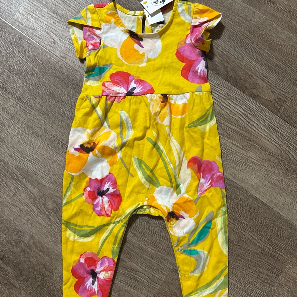 Tea Collection Floral Yellow Pink Jumpsuit